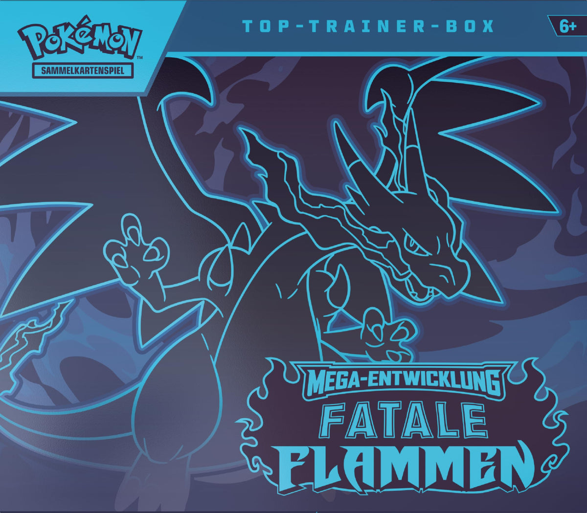 Pokémon-Sammelkartenspiel: Top-Trainer-Box Mega-Entwicklung – Fatale Flammen (1 Vollbild-Promokarte, 9 Boosterpacks & Zubehör)